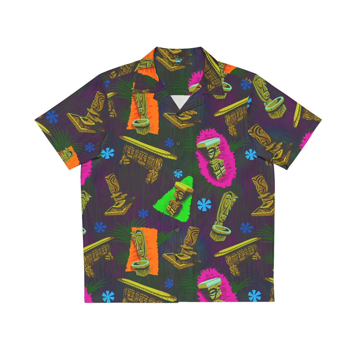 Black: "Enchanted Carvings" Tiki Aloha Shirt