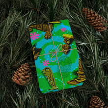 GREEN-Tiki Wrapping Paper — "Enchanted Carvings" Tiki Gift Wrap