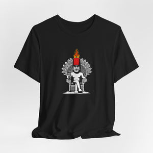 Moai in a Peacock Chair: Unisex Soft Cotton Tee