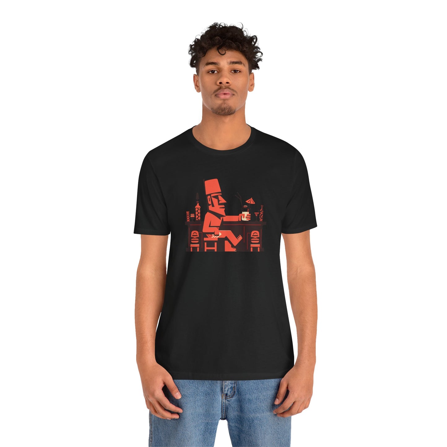 Moai at the Tiki Bar: Unisex Soft Cotton Tee