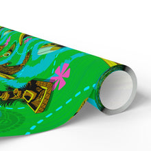 GREEN-Tiki Wrapping Paper — "Enchanted Carvings" Tiki Gift Wrap