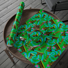 GREEN-Tiki Wrapping Paper — "Enchanted Carvings" Tiki Gift Wrap