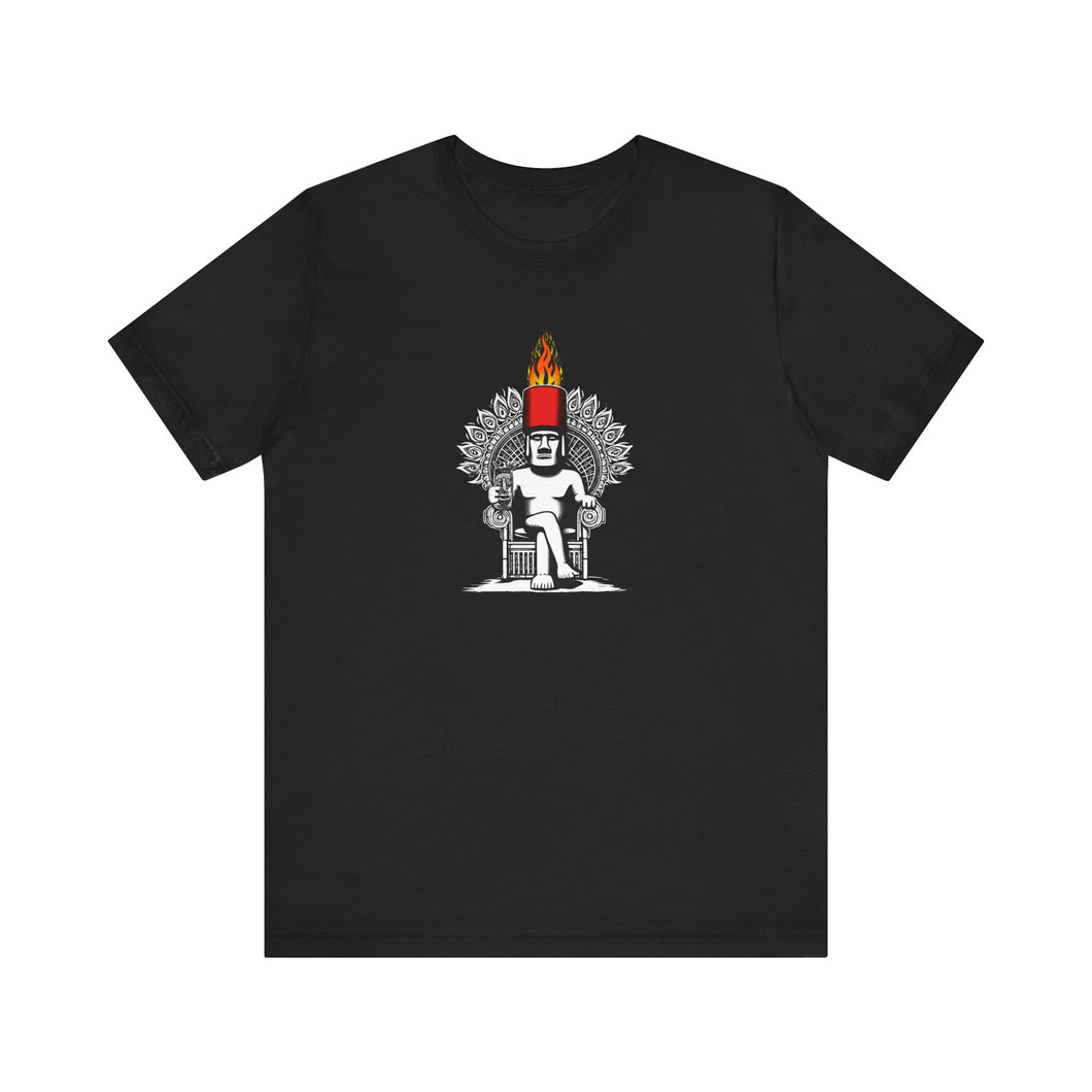 Moai in a Peacock Chair: Unisex Soft Cotton Tee