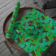 GREEN-Tiki Wrapping Paper — "Enchanted Carvings" Tiki Gift Wrap