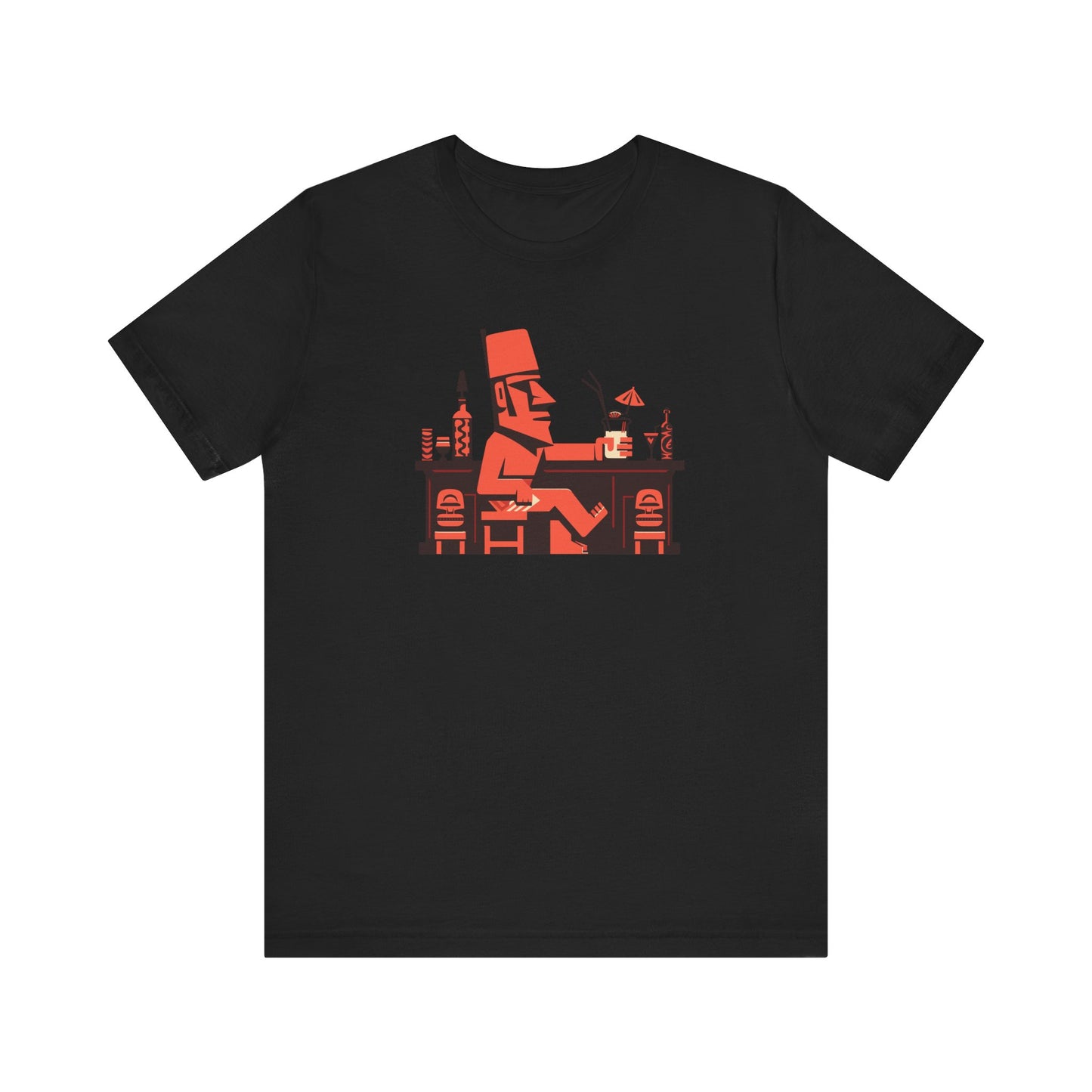 Moai at the Tiki Bar: Unisex Soft Cotton Tee