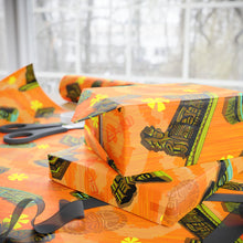 ORANGE Tiki Wrapping Paper — "Enchanted Carvings" Tiki Gift Wrap