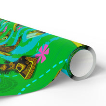 GREEN-Tiki Wrapping Paper — "Enchanted Carvings" Tiki Gift Wrap