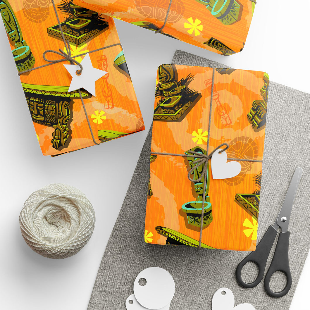 ORANGE Tiki Wrapping Paper — 